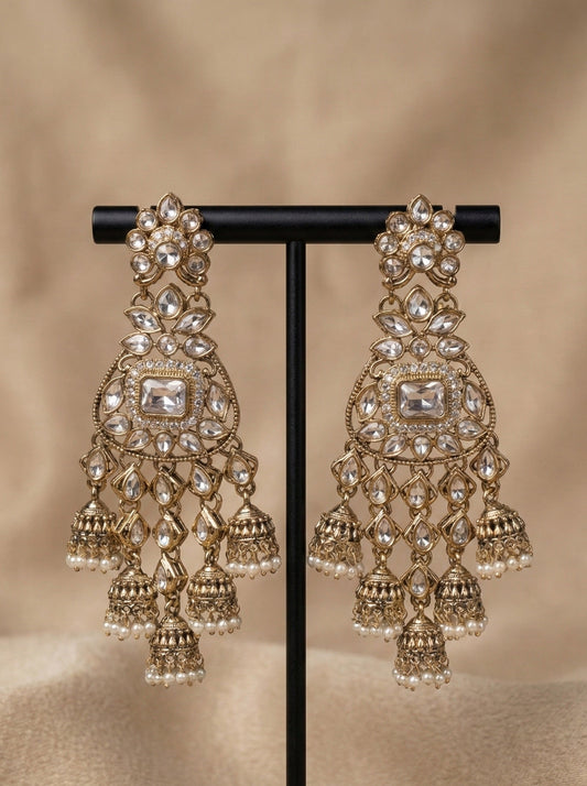 Traditional Old Plated Kundan Earrings