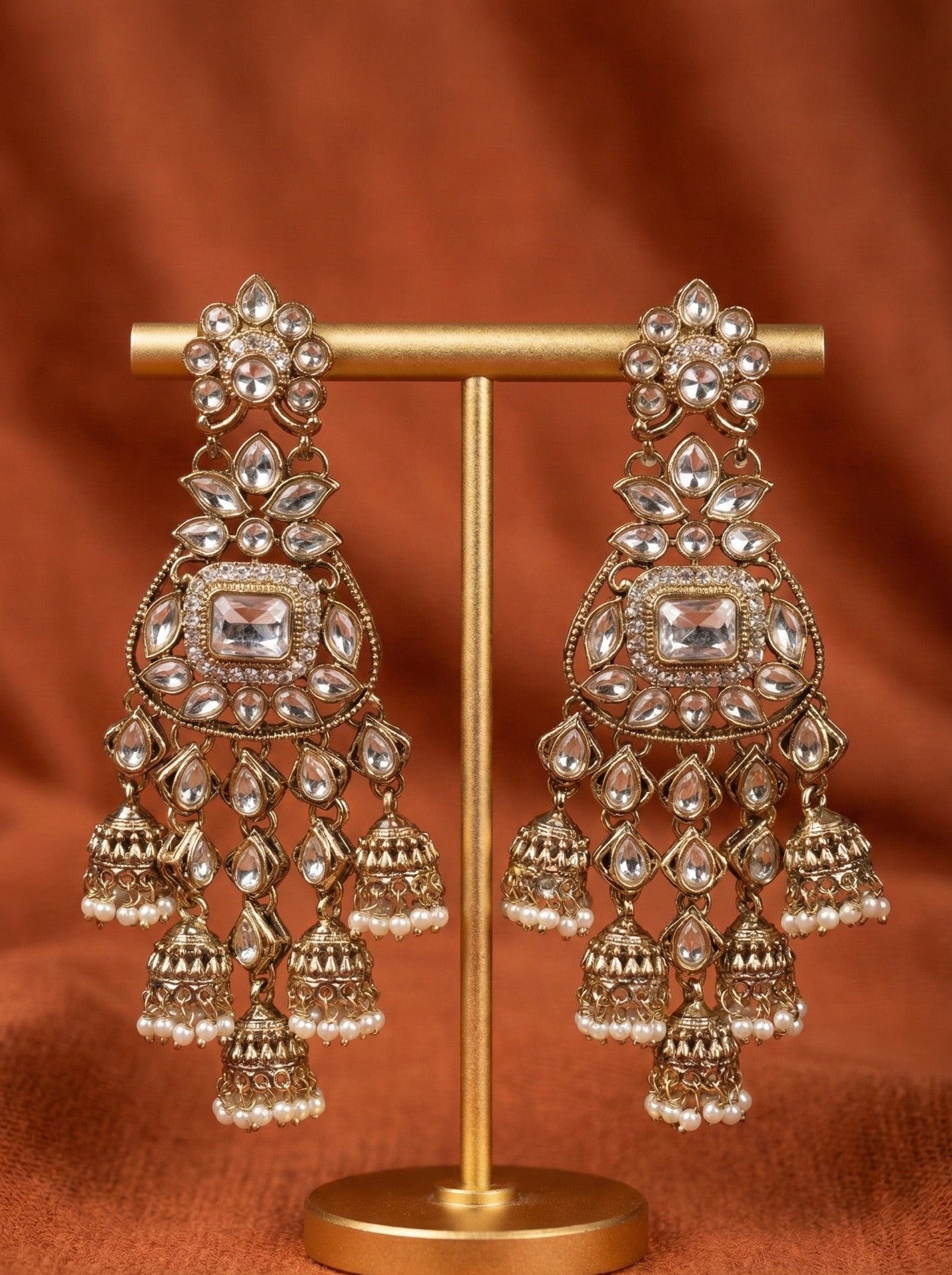 Traditional Old Plated Kundan Earrings
