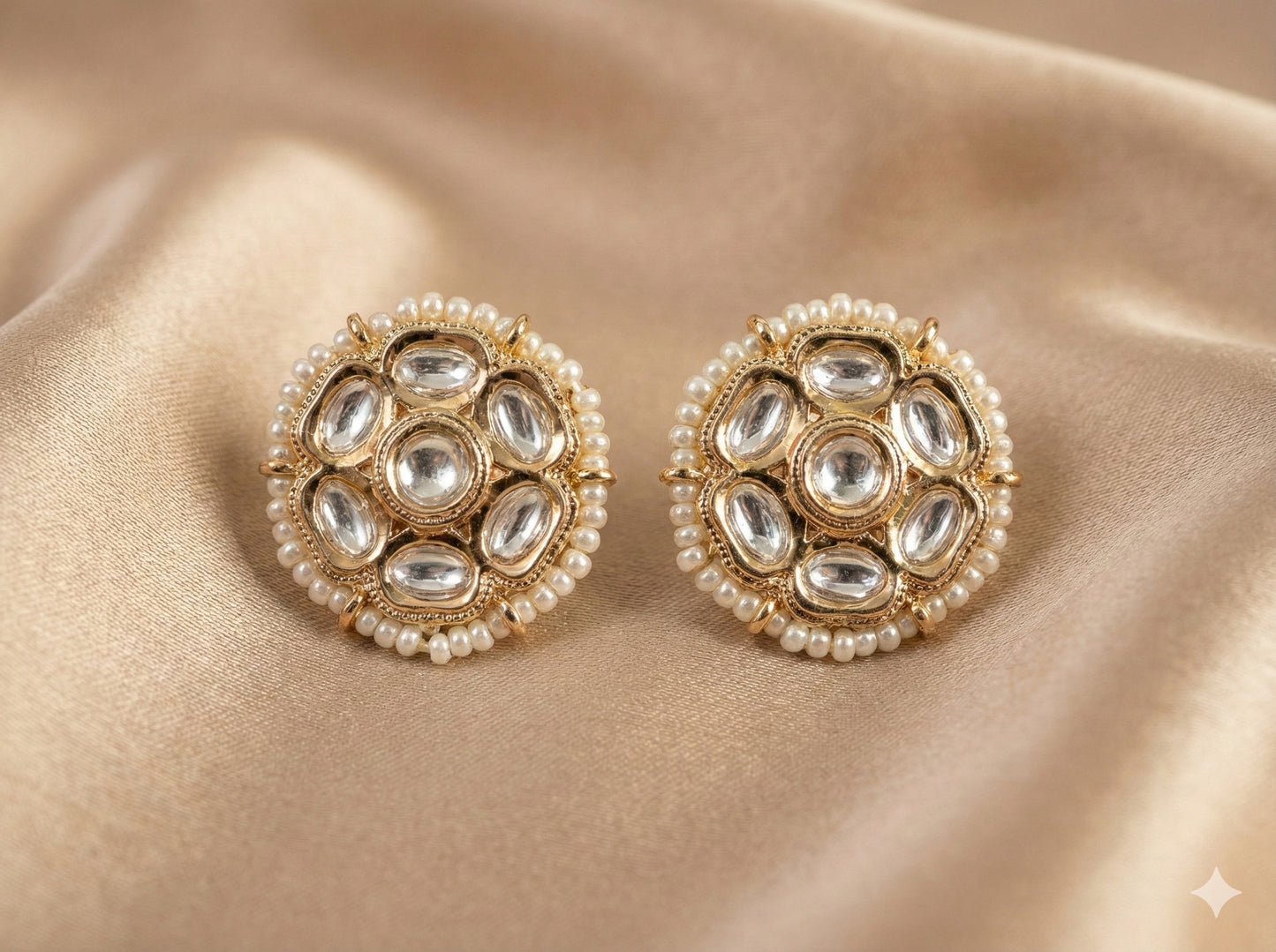 Delicate Kundan Gold finish Earring Tops