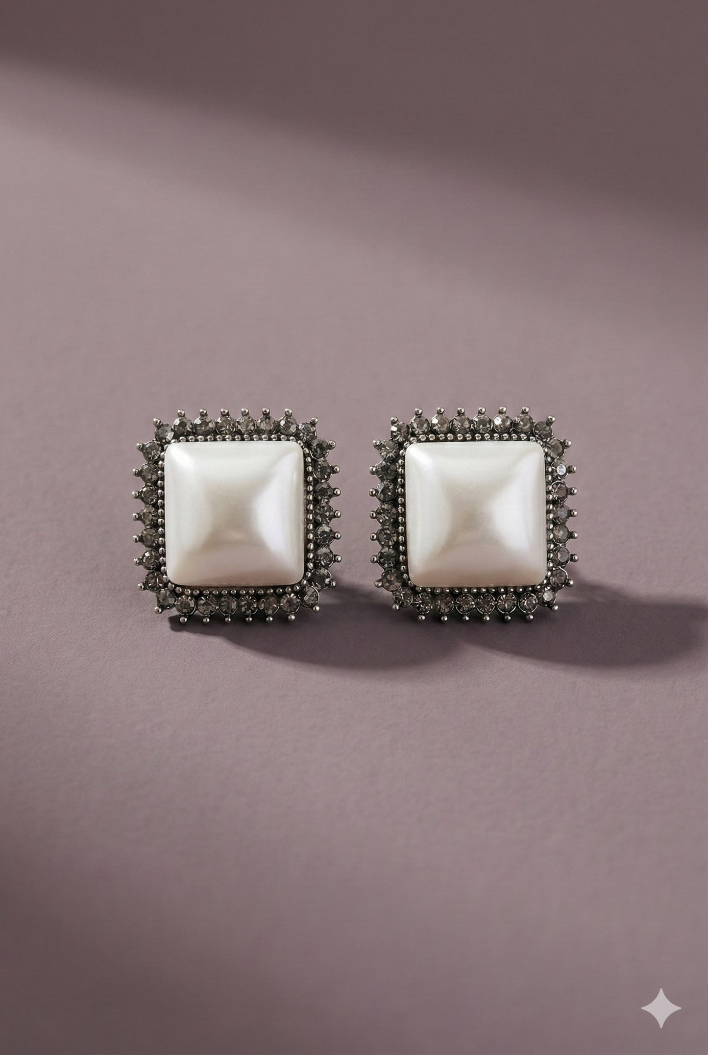 Mother of Pearl Oxidised Earrings Tops