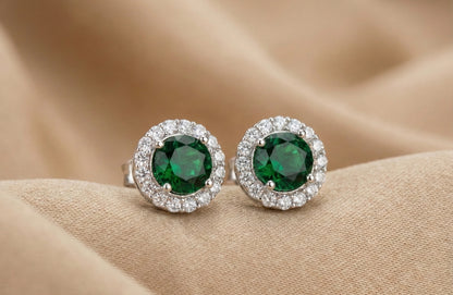 Emerald Halo Studs