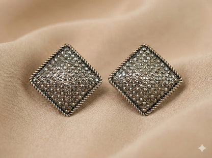 Modern Geometric Earrings with Small Crystal