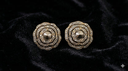 Oxidised Stud Earrings with Geometric Centre