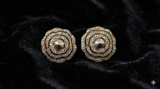 Oxidised Stud Earrings with Geometric Centre