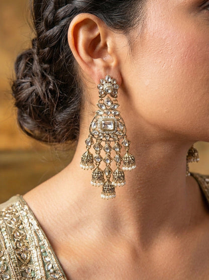 Traditional Old Plated Kundan Earrings