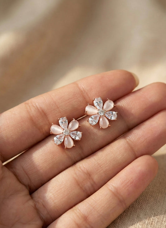 Blush Bloom Rose Gold Studs