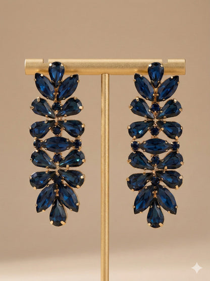 Blue Crystals Long Earrings
