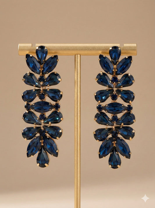 Blue Crystals Long Earrings