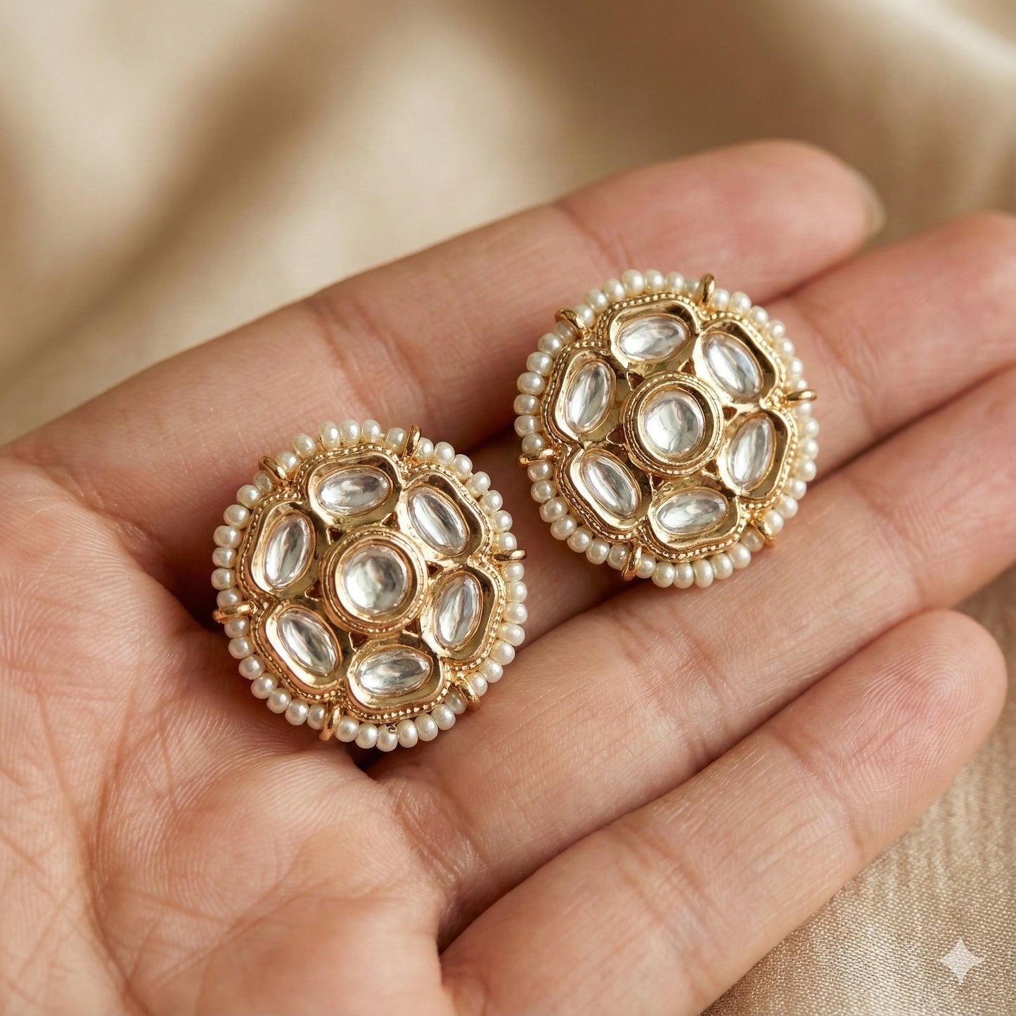 Delicate Kundan Gold finish Earring Tops