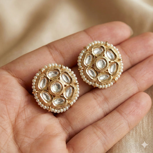 Delicate Kundan Gold finish Earring Tops