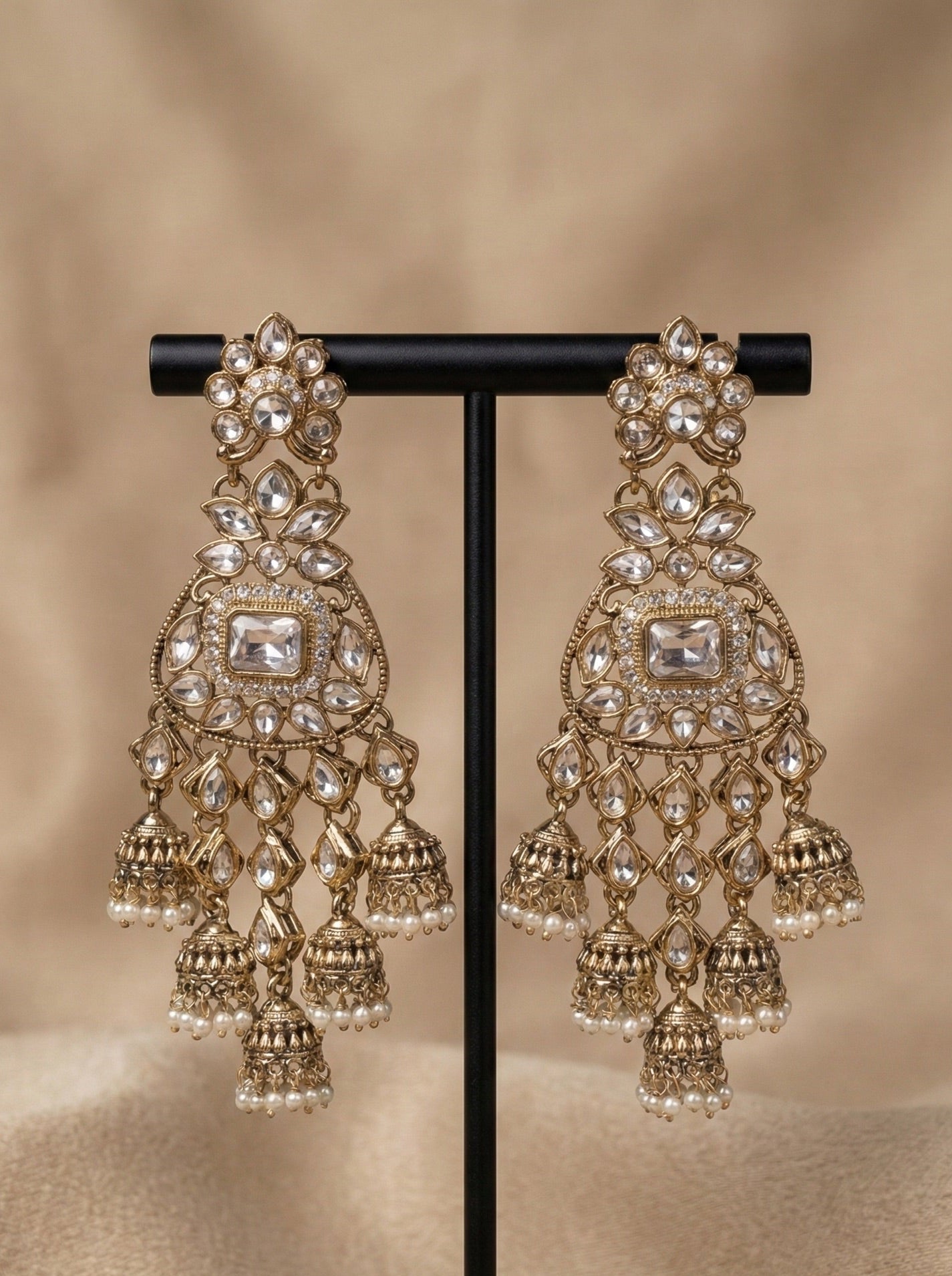 Traditional Old Plated Kundan Earrings