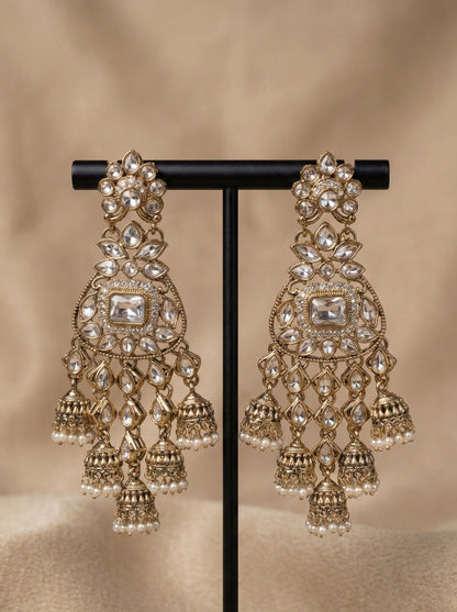 Traditional Old Plated Kundan Earrings