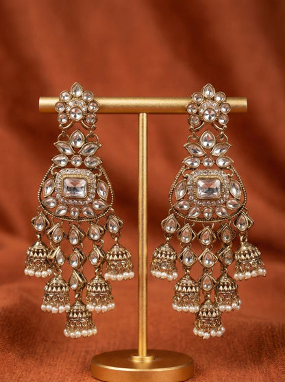 Traditional Old Plated Kundan Earrings