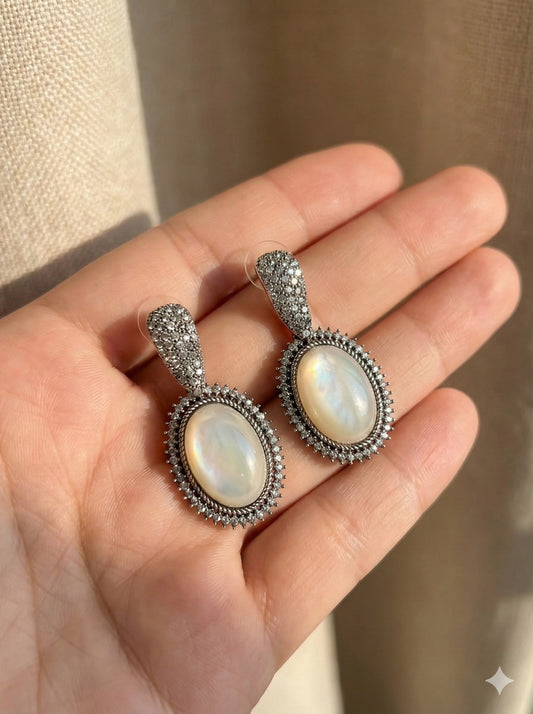 Pearl Stone Drop Earrings