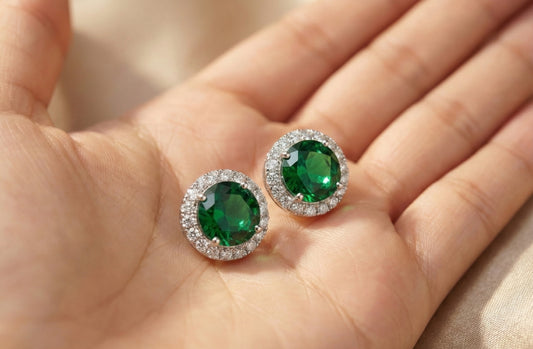 Emerald Halo Studs