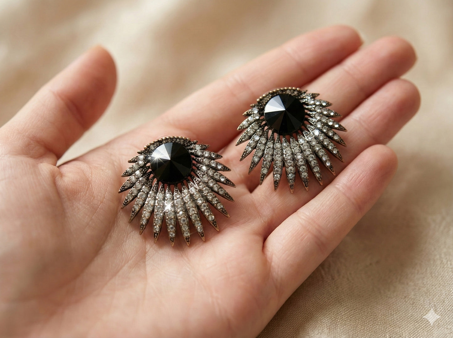 Black Oxidised Chandbali Earrings