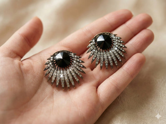 Black Oxidised Chandbali Earrings