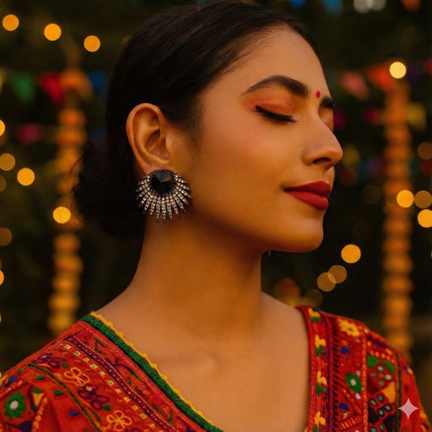 Black Oxidised Chandbali Earrings