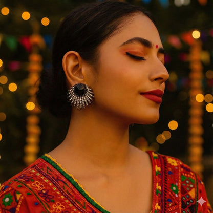 Black Oxidised Chandbali Earrings