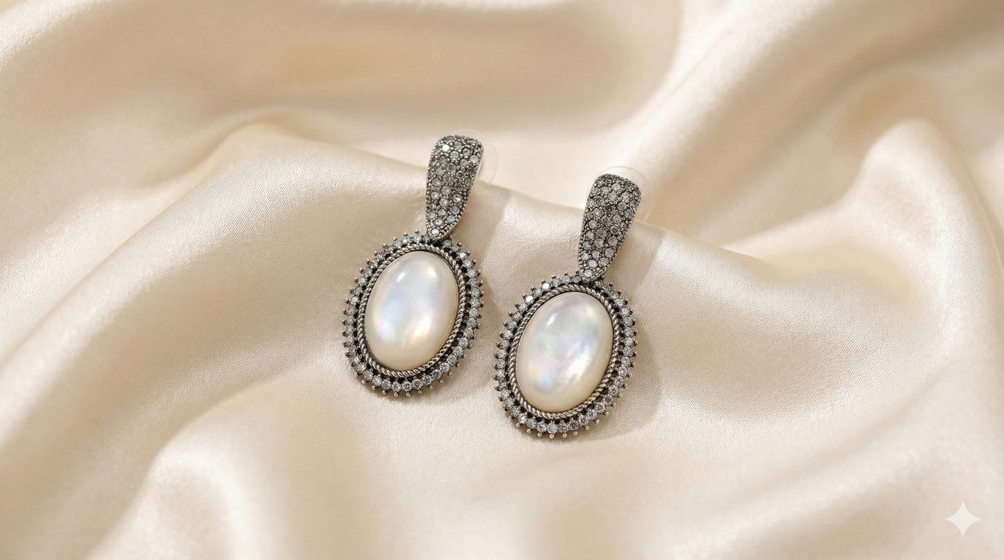 Pearl Stone Drop Earrings