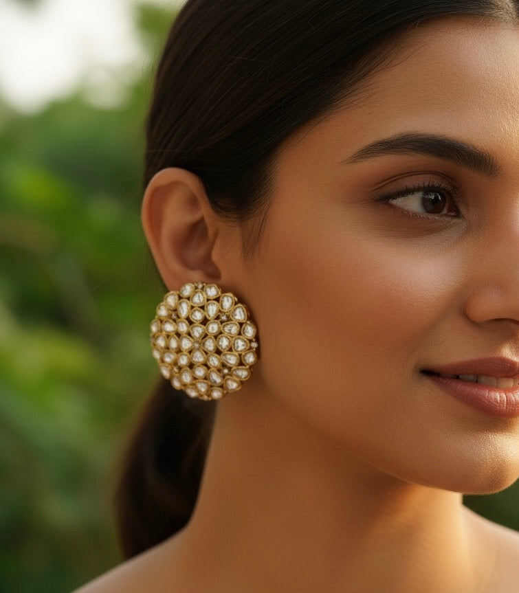 Gold plated Kundan Tops Earrings