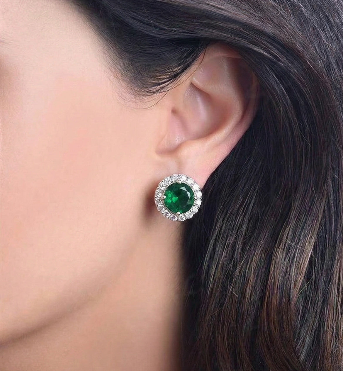 Emerald Halo Studs