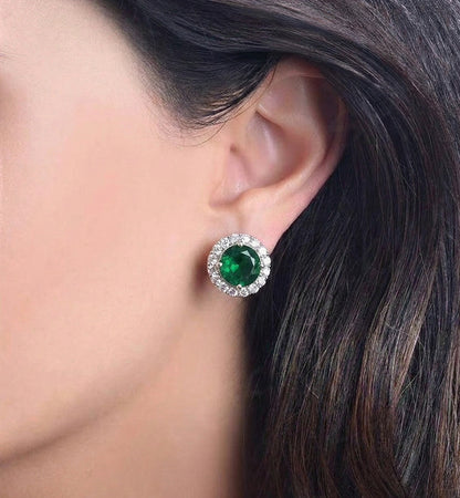 Emerald Halo Studs